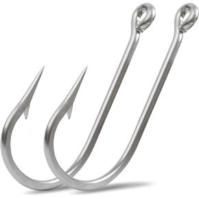 Saltwater Large Giant Shark Alligator Fishing Hooks Big Game Stainless Steel J Fishing Hooks Extra Strong Large Fish Hooks for Tuna Swordfish Catfish Size 5/0-20/0