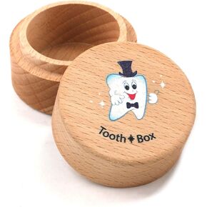 NQEUEPN Tooth Holder Fairy Box, Wooden Teeth Storage Box Tooth Keepsake Box Baby Tooth Box for Tooth Saver Container Loss Baby Boys and Girls (Boys Style)