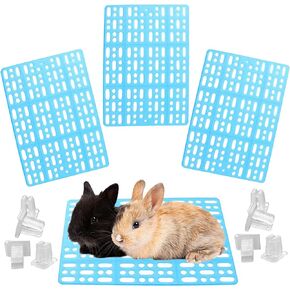Rabbit Cage Mat for Feet, 4 PCS Plastic Rabbit Feet Pad Bunny Cage Floor Mat for Small Animal Resistant to Chew, Washable, Thick Mat for Rabbit, Bunny