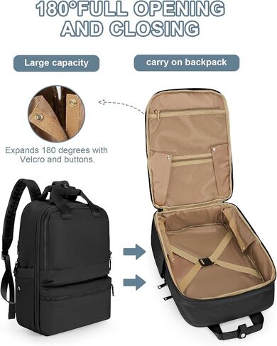 حقيبة ظهر للسفر سوداء للنساء والرجال تحمل على ظهره لأساسيات السفر Mochila De Viaje حقيبة ظهر للسفر للسيدات تحمل على متن الطائرة معتمدة من الصالة الرياضية على ظهره حقيبة ظهر للسفر in Saudi Arabia