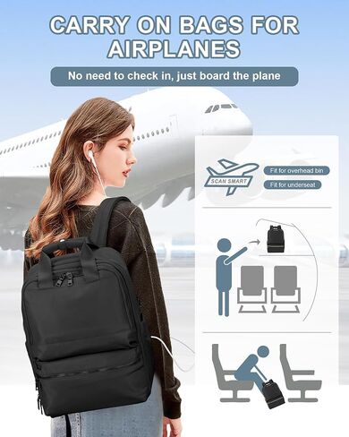 حقيبة ظهر للسفر سوداء للنساء والرجال تحمل على ظهره لأساسيات السفر Mochila De Viaje حقيبة ظهر للسفر للسيدات تحمل على متن الطائرة معتمدة من الصالة الرياضية على ظهره حقيبة ظهر للسفر in Saudi Arabia