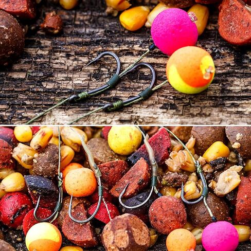 Luroad 50 قطعة من خطاف صيد سمك الشبوط الشائك الخشن، متوفر بخطاف ساق منحني مطلي بالتفلون وخطاف فجوة واسعة مقاس 2، 4، 6، 8، 10 in Kuwait