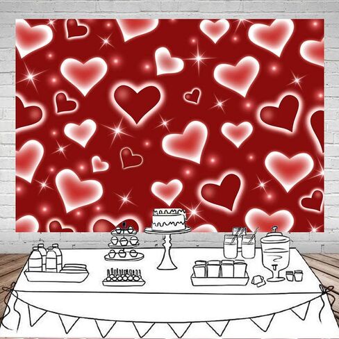 Mocsicka Early 2000s Photography Backdrop Black Heart Photo Backdrop Valentines Heart Stars Valentines Day Party Decoration Newborn Kids Portrait Photo Props in Saudi Arabia