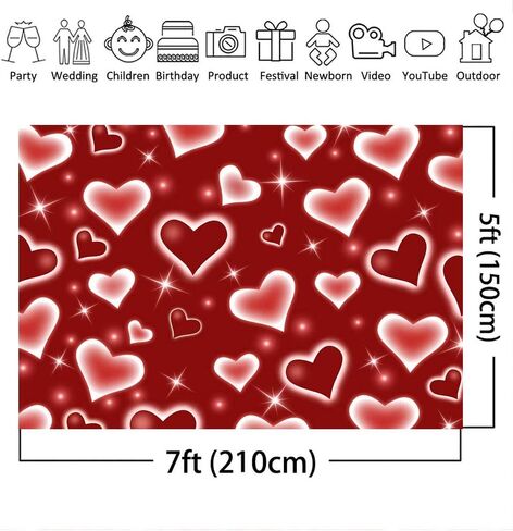 Mocsicka Early 2000s Photography Backdrop Black Heart Photo Backdrop Valentines Heart Stars Valentines Day Party Decoration Newborn Kids Portrait Photo Props in Saudi Arabia