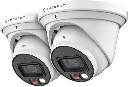 كاميرا Amcrest 2-Pack UltraHD 4K (8MP) IP PoE AI، لون ليلي 49 قدمًا، كاميرا برجية للأمان في الهواء الطلق، ميكروفون مدمج، كشف الإنسان، رادع نشط، 129 درجة FOV، 4K@15 إطارًا في الثانية 2PACK-IP8M-2779EB-AI (أسود) in Kuwait