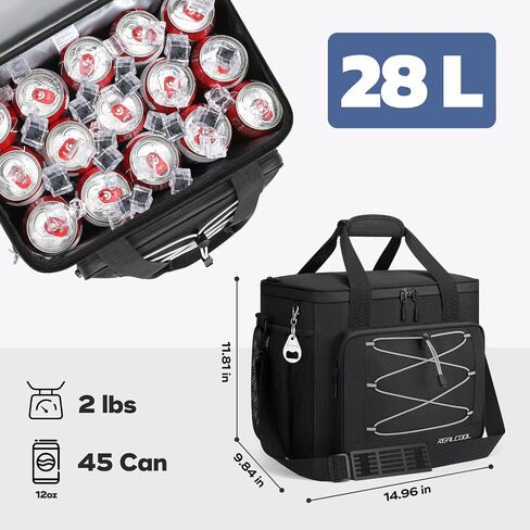 RealCool 35/45 Can Collapsible Soft Cooler Bag, Leakproof Ice Chest | 24h Cold (With Ice), Multi-Pockets, 5-Layer Insulation,Perfect For Lunch,Camping, Picnics, Beach, Road Trips, Work,Kayaking in Kuwait