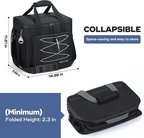 RealCool 35/45 Can Collapsible Soft Cooler Bag, Leakproof Ice Chest | 24h Cold (With Ice), Multi-Pockets, 5-Layer Insulation,Perfect For Lunch,Camping, Picnics, Beach, Road Trips, Work,Kayaking in Kuwait