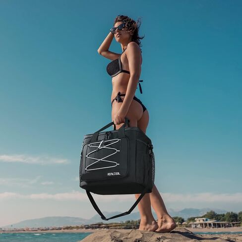 RealCool 35/45 Can Collapsible Soft Cooler Bag, Leakproof Ice Chest | 24h Cold (With Ice), Multi-Pockets, 5-Layer Insulation,Perfect For Lunch,Camping, Picnics, Beach, Road Trips, Work,Kayaking in Kuwait