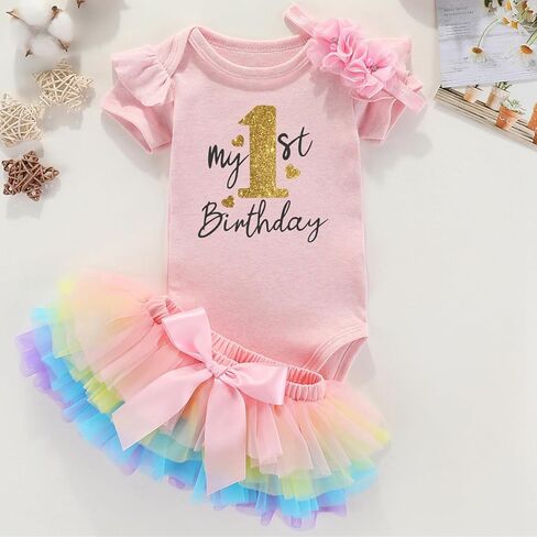 Acwssit My 1St Birthday Girl Outfit Tutu For Baby Girl Happy First Birthday Outfits Baby Clothes in Kuwait