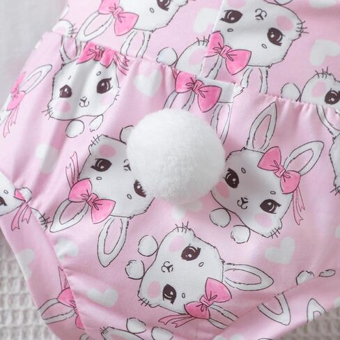 WOLBAY Newborn Infant Baby Girl 4Pcs Easter Outfit Short Sleeve Romper Onesie Bunny Tail Shorts Headband And Bunny Ear Hat in Kuwait