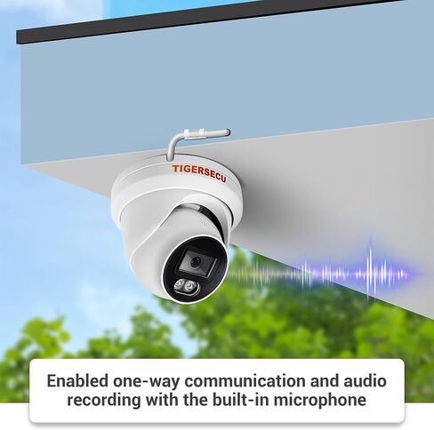 كاميرا TIGERSECU Add-On 5MP POE IP Dome لاستخدام فقط 5MP Hybrid NVR/DVR، عدسة زاوية واسعة 2.8 مم، رؤية ليلية ملونة، تسجيل صوتي (يُباع مصدر الطاقة بشكل منفصل) in Kuwait