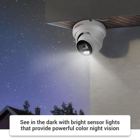 كاميرا TIGERSECU Add-On 5MP POE IP Dome لاستخدام فقط 5MP Hybrid NVR/DVR، عدسة زاوية واسعة 2.8 مم، رؤية ليلية ملونة، تسجيل صوتي (يُباع مصدر الطاقة بشكل منفصل) in Kuwait