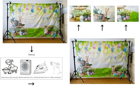 7X5ft Spring Garden Background Easter Photography Backdrop Easter Rabbit Colorful Egg Fence Flag Background Spring Easter Floral Bokeh Photo Studio Booth in Saudi Arabia