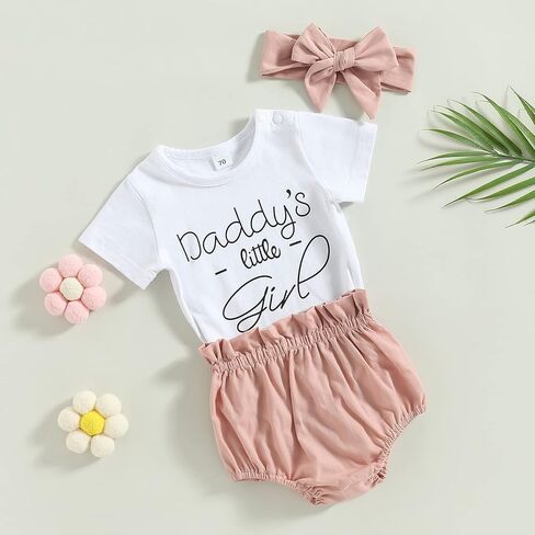 ملابس أطفال بناتي لعيد الأب لعيد الأب رومبير للفتيات الصغيرات ملابس علوية مكشكشة على شكل الفهد مع عصابة رأس in Kuwait