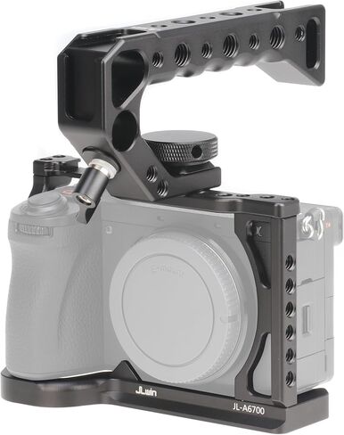 A6700 Camera Cage Video Stabilizer with Top Handle for Sony A6700 Camera Cage Accessories DSLR Rig with Cold Shoe,Handle Locating Holes,Multiple 1/4" 3/8" Screw Holes in Saudi Arabia