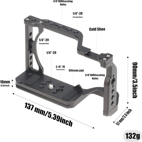 A6700 Camera Cage Video Stabilizer with Top Handle for Sony A6700 Camera Cage Accessories DSLR Rig with Cold Shoe,Handle Locating Holes,Multiple 1/4" 3/8" Screw Holes in Saudi Arabia