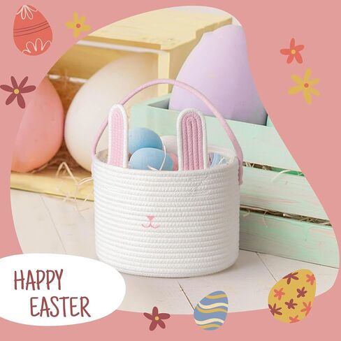 سلال أرنب عيد الفصح الزرقاء للبنين والبنات، أكياس دلو أرنب جميلة لصيد بيض عيد الفصح، ديكورات الأطفال لتخزين هدايا الحلوى، هدايا مهرجان لطيفة للأطفال in Kuwait