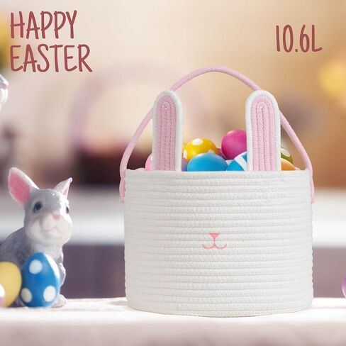 سلال أرنب عيد الفصح الزرقاء للبنين والبنات، أكياس دلو أرنب جميلة لصيد بيض عيد الفصح، ديكورات الأطفال لتخزين هدايا الحلوى، هدايا مهرجان لطيفة للأطفال in Kuwait