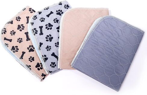 وسادات تبول للكلاب قابلة للغسل (عبوة من 4 قطع) سجادات تدريب على المرحاض مضادة للماء وقابلة لإعادة الاستخدام لقفص لعب الجراء، صندوق الإنجاب، بطانة قفص للحيوانات الأليفة الصغيرة والمتوسطة (18 بوصة × 24 بوصة) in Kuwait