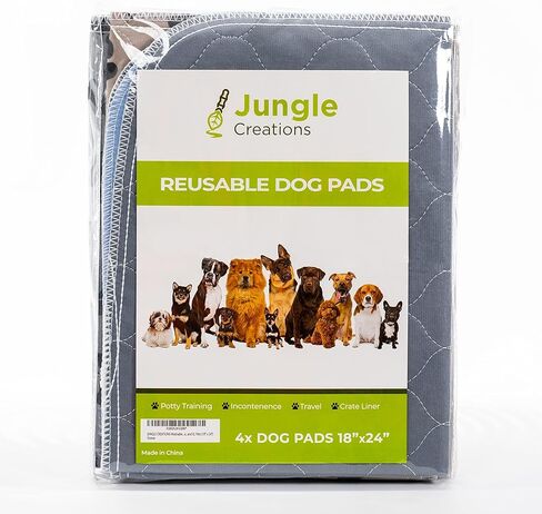 وسادات تبول للكلاب قابلة للغسل (عبوة من 4 قطع) سجادات تدريب على المرحاض مضادة للماء وقابلة لإعادة الاستخدام لقفص لعب الجراء، صندوق الإنجاب، بطانة قفص للحيوانات الأليفة الصغيرة والمتوسطة (18 بوصة × 24 بوصة) in Kuwait