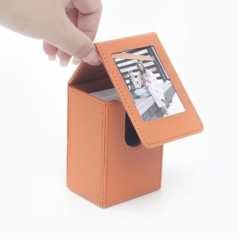 صندوق تخزين الصور الصغير مقاس 2 × 3 بوصة لفيلم Polaroid Fujifilm Instax Mini 12 11 9 8 EVO الفوري، صور 3 بوصة، بطاقات صور Kpop، إطار الصورة والحاويات، جلد البولي يوريثان. (البرتقالي) in Saudi Arabia