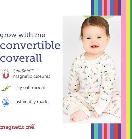 Magnetic Me Grow With Me Convertible Coveralls, Pajamas for Baby Boys and Baby Girls with Quick Magnetic Faster in Kuwait