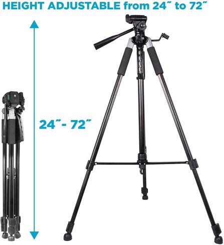 حامل ثلاثي للكاميرا عالي التحمل مقاس 72 بوصة من BOWER Pro مع رأس سائل ثلاثي الاتجاهات، حامل سريع التحرير، قبضة مؤكدة، للتصوير الفوتوغرافي الاحترافي وحامل الفيديو لكاميرات Canon وNikon وSony والمزيد in Kuwait