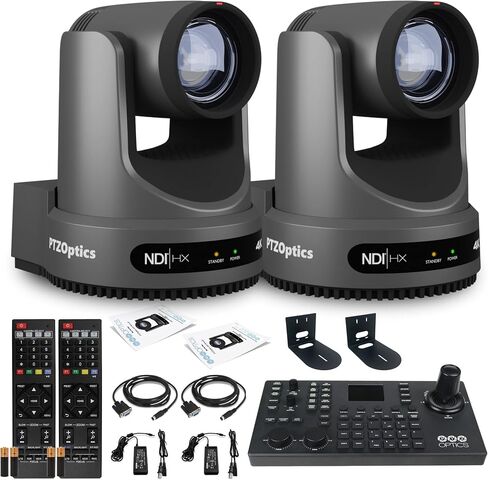 PTZOptics 2 x Move 4K SDI/HDMI/USB/IP PTZ Camera with 20x Optical Zoom (Gray) (PT20X-4K-GY-G3) SuperJoy PTZ Camera Joystick Controller + 2 x Universal Wall Mount (Black) in Saudi Arabia