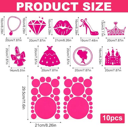 19 ورقة من ملصقات الحائط على شكل دمية وردية لغرفة نوم الفتيات، ملصقات حائط منقطة للأميرة الوردية ديكورات للفتيات الورديات لجدران غرفة نوم الأطفال ديكور فني in Kuwait