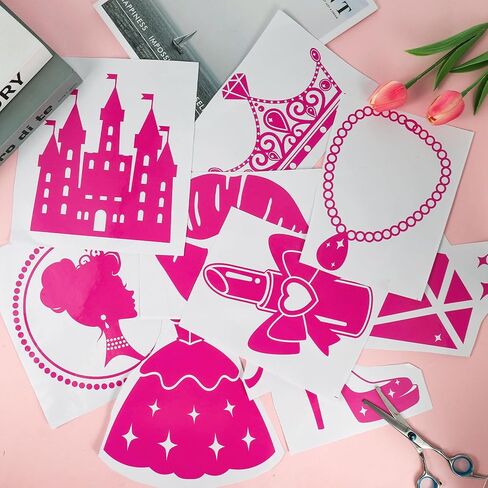 19 ورقة من ملصقات الحائط على شكل دمية وردية لغرفة نوم الفتيات، ملصقات حائط منقطة للأميرة الوردية ديكورات للفتيات الورديات لجدران غرفة نوم الأطفال ديكور فني in Kuwait