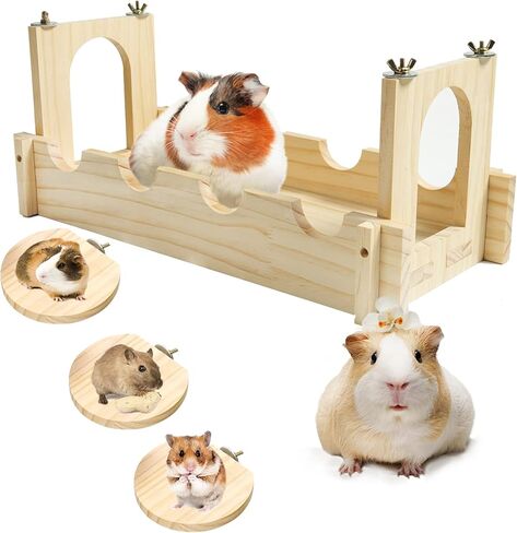 Chinchilla Cage Accessories Hamster Wooden Platform Rat Hole Wooden Playing Platform, Huge Hamster Game Platform Provide a Habitat for Small Animal & Birds, Suit Able for Squirrel Gerbil Hedgehog in Kuwait