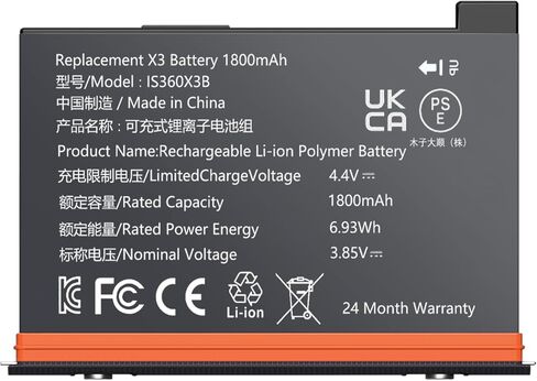 NBZZ Replacement Battery Compatible with Insta 360 X3 Battery CINAQBT/A 3.85V 1800mAh 6.93Wh Insta360 x3 Accessories (Fully Compatible with Original) in Kuwait