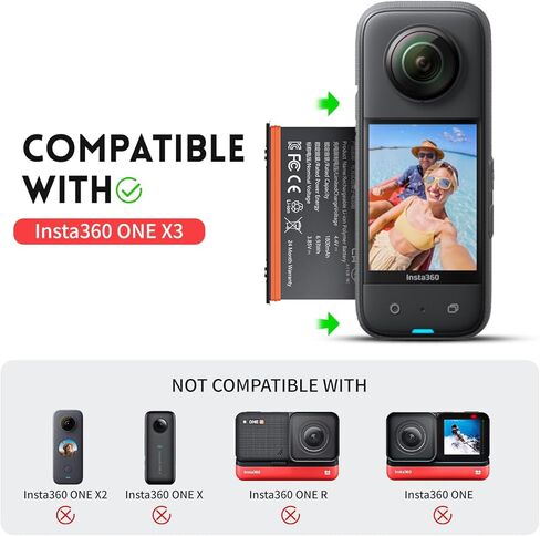 NBZZ Replacement Battery Compatible with Insta 360 X3 Battery CINAQBT/A 3.85V 1800mAh 6.93Wh Insta360 x3 Accessories (Fully Compatible with Original) in Kuwait