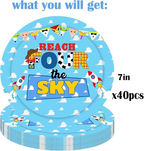 BIGKEOKI 40ps 7in تصل إلى أربعة أطباق ورقية لأعياد الميلاد في السماء مستلزمات الحفلات 4th أطباق ورقية لأعياد الميلاد مستلزمات الحفلات والزينة in Kuwait