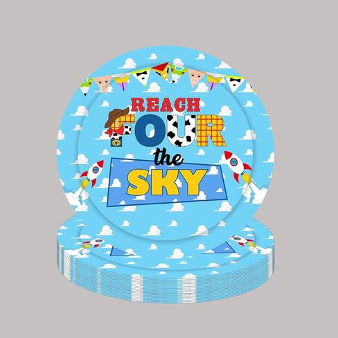 BIGKEOKI 40ps 7in تصل إلى أربعة أطباق ورقية لأعياد الميلاد في السماء مستلزمات الحفلات 4th أطباق ورقية لأعياد الميلاد مستلزمات الحفلات والزينة in Kuwait