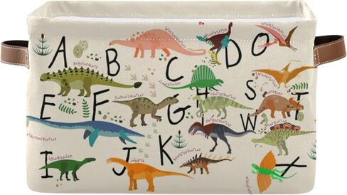 ABC Dinosaurs Storage Bin Collapsible with Handle Rectangle Waterproof ABC Dinosaurs Basket for Storage Cube Closet Organizer for Toy Nursery Book Office Shelf Bathroom in Kuwait