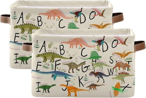 ABC Dinosaurs Storage Bin Collapsible with Handle Rectangle Waterproof ABC Dinosaurs Basket for Storage Cube Closet Organizer for Toy Nursery Book Office Shelf Bathroom in Kuwait