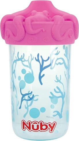Nuby No Spill 3D Character Sippy Cup with Soft Touch Flo Silicone Top, 12 Ounce, Octopus in Saudi Arabia