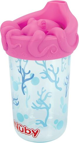 Nuby No Spill 3D Character Sippy Cup with Soft Touch Flo Silicone Top, 12 Ounce, Octopus in Saudi Arabia