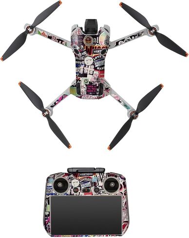 ملصقات جلدية متوافقة مع DJI Mini 4 Pro، ملصق مضاد للماء ملحق DIY لطائرة DJI Mini 4 Pro Drone ووحدة التحكم RC 2 (F) in Saudi Arabia