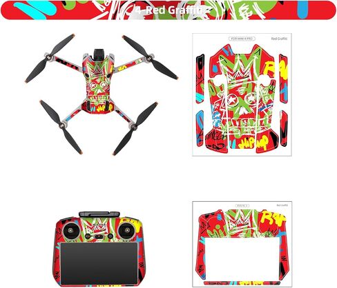 ملصقات جلدية متوافقة مع DJI Mini 4 Pro، ملصق مضاد للماء ملحق DIY لطائرة DJI Mini 4 Pro Drone ووحدة التحكم RC 2 (F) in Saudi Arabia