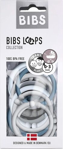 BIBS Loops 12 حزمة، خالية من مادة BPA، مصنوعة في الدنمارك، مقاس واحد (0-36 شهرًا)، سحابي/أزرق فاتح/بترولي in Saudi Arabia