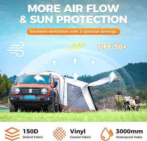 خيام سيارات KingCamp SUV للتخييم، خيام 3 مواسم لـ 4/9 أشخاص، مقاومة للماء، حماية من الأشعة فوق البنفسجية، مع حقيبة حمل، مثالية للتخييم والسفر والأنشطة الخارجية العائلية in Saudi Arabia