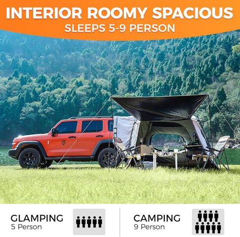 خيام سيارات KingCamp SUV للتخييم، خيام 3 مواسم لـ 4/9 أشخاص، مقاومة للماء، حماية من الأشعة فوق البنفسجية، مع حقيبة حمل، مثالية للتخييم والسفر والأنشطة الخارجية العائلية in Saudi Arabia