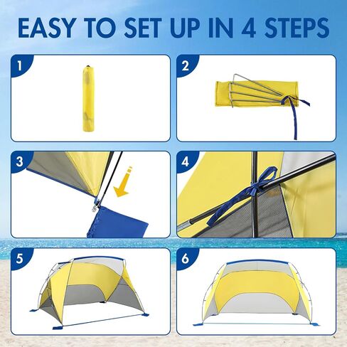 PORTAL POP Up Beach Tent، 2-4 أشخاص UPF50+ Beach Tent Sun Shelter، جبهة مفتوحة، إعداد على طراز المظلة، نوافذ شبكية، مأوى فوري للشمس مع حقيبة حمل، أحمر / رمادي in Saudi Arabia