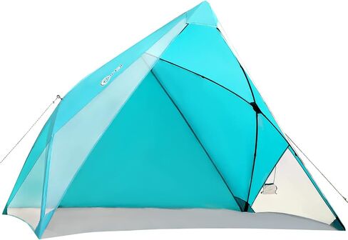 PORTAL POP Up Beach Tent، 2-4 أشخاص UPF50+ Beach Tent Sun Shelter، جبهة مفتوحة، إعداد على طراز المظلة، نوافذ شبكية، مأوى فوري للشمس مع حقيبة حمل، أحمر / رمادي in Kuwait
