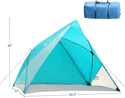 PORTAL POP Up Beach Tent، 2-4 أشخاص UPF50+ Beach Tent Sun Shelter، جبهة مفتوحة، إعداد على طراز المظلة، نوافذ شبكية، مأوى فوري للشمس مع حقيبة حمل، أحمر / رمادي in Kuwait