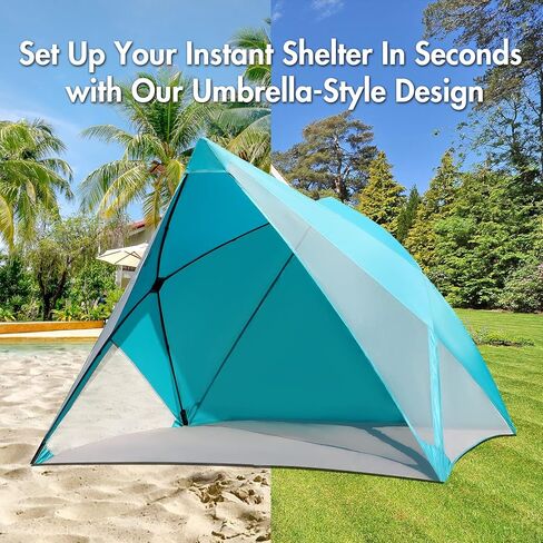 PORTAL POP Up Beach Tent، 2-4 أشخاص UPF50+ Beach Tent Sun Shelter، جبهة مفتوحة، إعداد على طراز المظلة، نوافذ شبكية، مأوى فوري للشمس مع حقيبة حمل، أحمر / رمادي in Kuwait