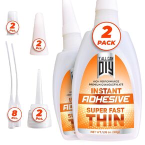Y'allCanDiy Professional Grade Shoe Glue 3 Pk X .7 Oz. (20g), Industrial Strength Boot Repair Adhesive for Leather, Rubber, and Sneaker Soles. Heavy Duty Shoe Fix with Extra Applicator and Cap