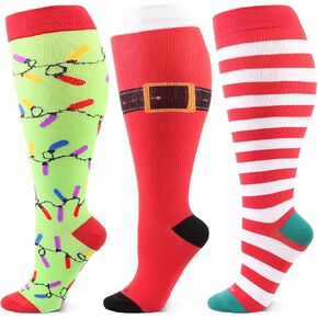 LEVSOX Wide Calf Compression Socks for Women & Men Plus Size Extra Large Size Support Socks for Nurses Running Pregnant Travel, 15-20 mmHg